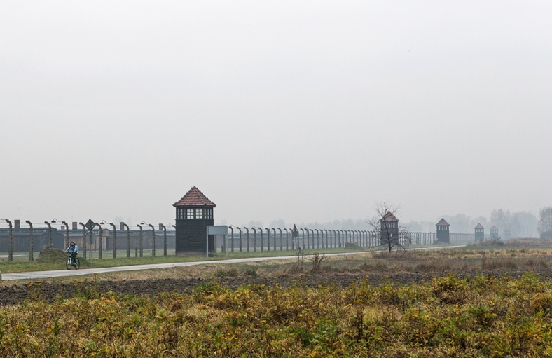 Camino junto al campo de Auschwitz II - Birkenau